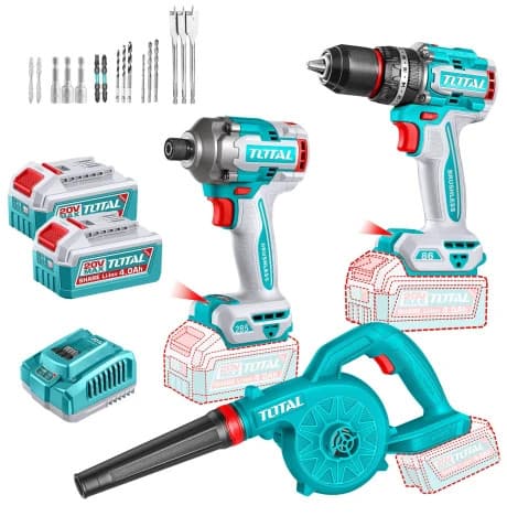 Combo taladro, atornillador y sopladora total