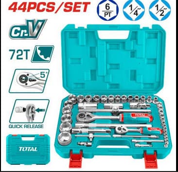 ratchet con cubos 1/4 y 1/2 set 44 pcs