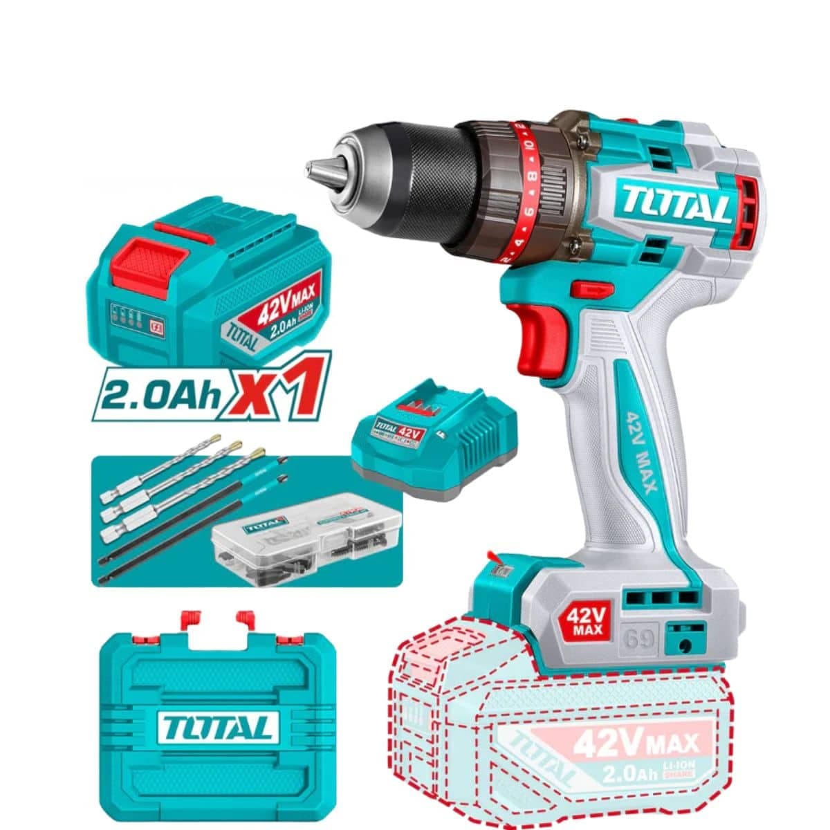 Taladro inalambrico 69nm 42V total